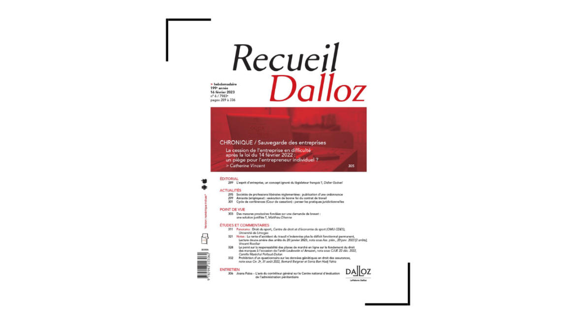 Recueil Dalloz panorama 2022
